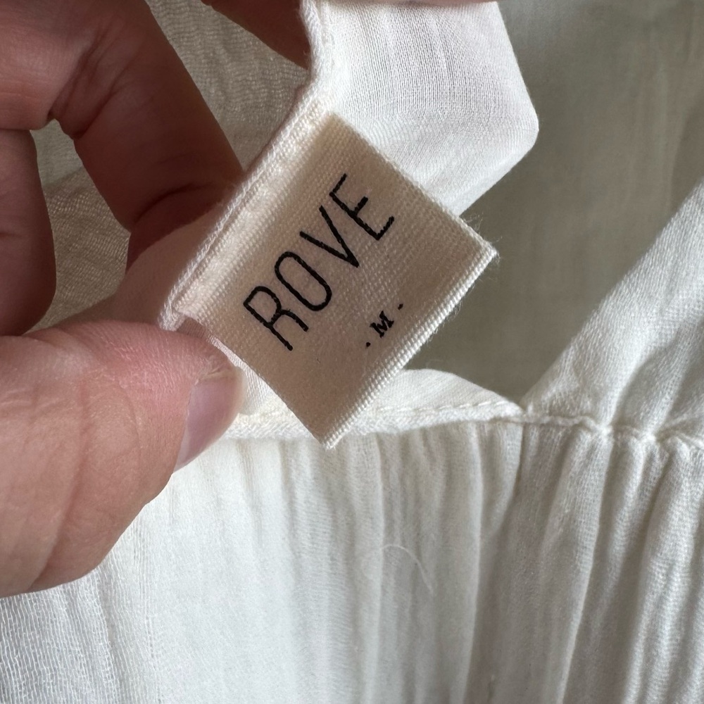 ROVE Moment Top soft white cotton crop reversible natural fiber women’s sz med - Picture 5 of 5
